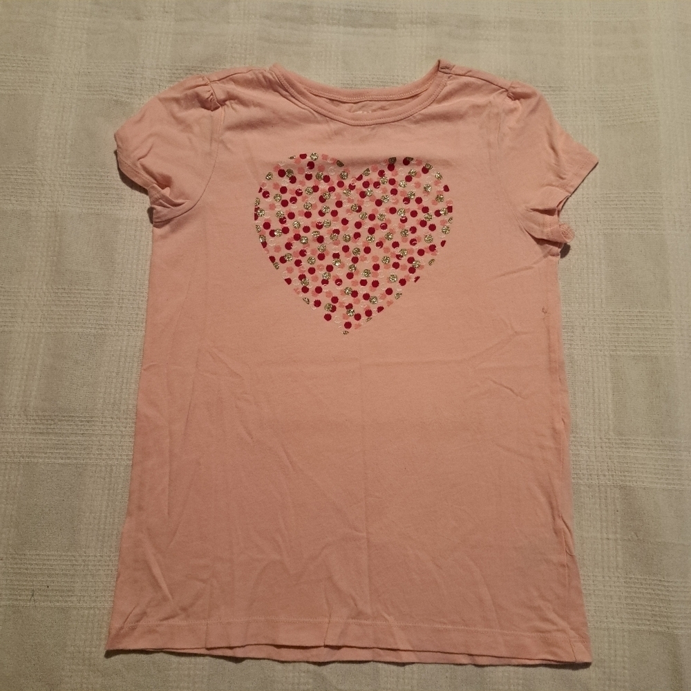 Crazy 8 girls size Large or 10/12 pink shirt sleeved shirt heart design